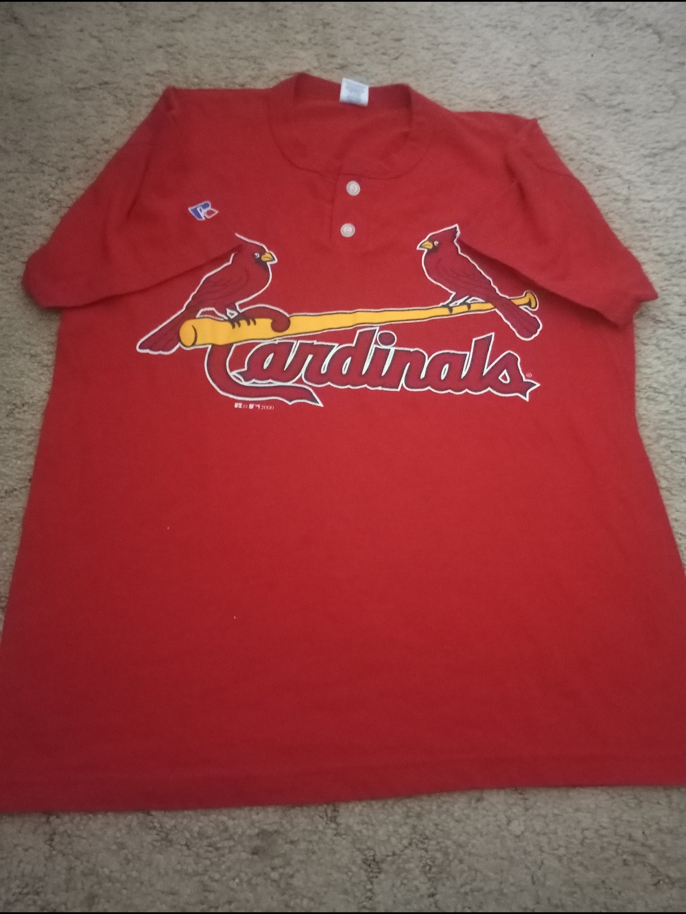Vintage 2000 Russell Athletic Red St. Louis Cardinals Graphic Shirt